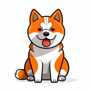 Turuncu ve beyaz kürklü neşeli bir köpek rahatça oturur ve dostça bir ifade sergiler. Kulakları kabarır, köpek neşeli ve eğlenceye hazır görünür, sıcaklığı yayar..