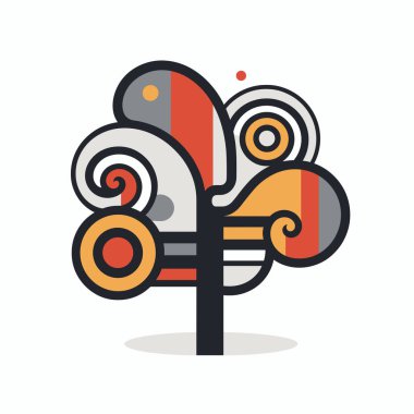 Bu sanat eserinde canlı renkler ve dönen şekillerden oluşan soyut bir ağaç tasarımı yer almaktadır. Ağacın eşsiz şekli gri, turuncu ve kırmızı tonların karışımı, göz alıcı bir görsel yaratıyor..