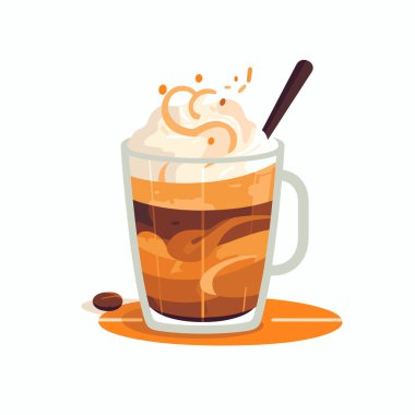 Ferahlatıcı bir bardak buzlu kahve katmanları, bol kahve ve kremalı krema. Çikolata tepesini süslüyor, içkinin cazibesini arttırıyor..