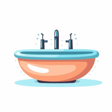 Pürüzsüz, yuvarlak şekilli ve pürüzsüz muslukları olan şık bir banyo lavabosu. Su, çağdaş özelliklerini ve işlevselliğini vurgulayarak havzanın etrafına nazikçe sıçrar..