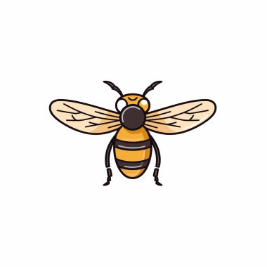 Sarı ve siyah çizgilerini, büyük gözlerini ve ayrıntılı kanatlarını sergileyen parlak ve canlı bir arı tasviri. Arı bir çizgi film tarzında tasvir edilir ve özelliklerini vurgular..