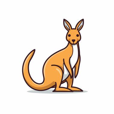 Canlı bir kanguru, güçlü bacakları ve ayırt edici özellikleriyle neşeli bir duruşla tasvir edilir. Bu illüstrasyon, Avustralya 'daki vahşi yaşamın ruhunu yansıtıyor..