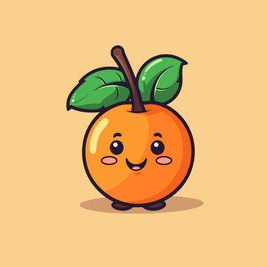 Neşeli bir çizgi film karakteri yumuşak sarı bir arka plana karşı duruyor. Gülümseyen bir yüz, parlak bir yüzey ve canlı yeşil yapraklar içerir..