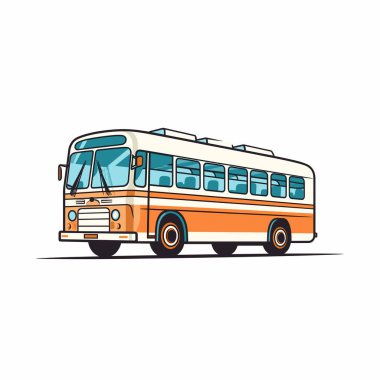 Turuncu ve krem renkli klasik bir belediye otobüsü bir şehir caddesinde park edilmiştir. Otobüste büyük pencereler ve kentsel ulaşım geçmişini vurgulayan bir retro tasarım yer alıyor..