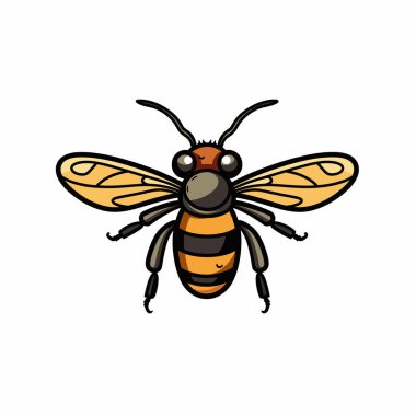 Ayırt edici siyah ve turuncu çizgileri olan parlak renkli bir bal arısı, karmaşık kanatları ve oyuncu antenleriyle doğal bir ortamda süzülür..