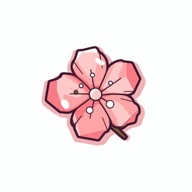 Canlı bir kiraz çiçeği, narin taç yaprakları ve ince bir gövde göstererek vektör tarzında resmedilir. Zengin pembe renk çekiciliğini ve güzelliğini arttırır..