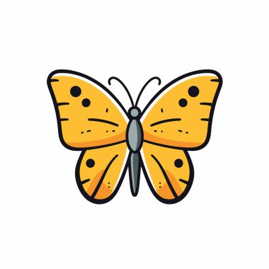 Canlı sarı bir kelebeğin kanatlarında ayırt edici siyah noktalar vardır. Renkli detay ve şablonlarını vurgulayarak, temiz, beyaz bir arkaplana karşı sergilenir.