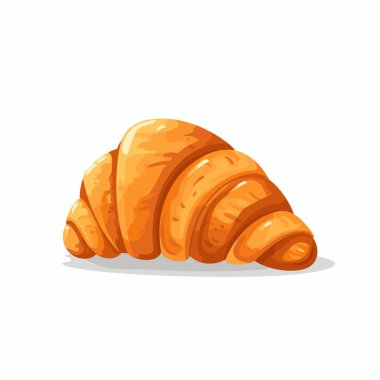 Yeni pişmiş altın kruvasan, basit bir beyaz zemin üzerinde sergileniyor. Yumuşak dokusu ve kıvrımlı şekli bir sıcaklık ve rahatlık hissi uyandırır..