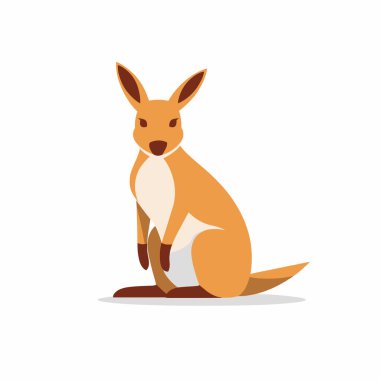 Sıcak renk paleti içeren bir kangurunun ayrıntılı bir temsili. Kanguru sakin bir ifadeyle oturarak kendine özgü özelliklerini vurguluyor..