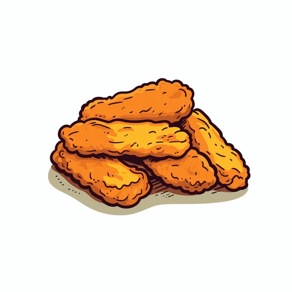 Canlı bir vektör illüstrasyonunda cazip bir yığın kızarmış tavuk gösteriliyor. Çıtır çıtır kaplama çekici cazibesiyle izleyicileri cezbediyor..