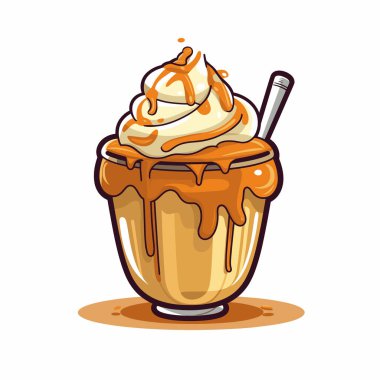 Lezzetli bir tatlı, cam bir tabakta karamel sosuyla serpiştirilmiş kremalı dondurma kıvrımlarına sahiptir. Bu da onu sıcak hava toplamaları için mükemmel bir davet yapar..