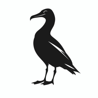Bir kuşun çarpıcı silueti gösterilir, zarif duruşu ve tanımlayıcı özellikleri sergilenir. Tasarımın basitliği, tek renkli kuşun zarafetini vurgular..