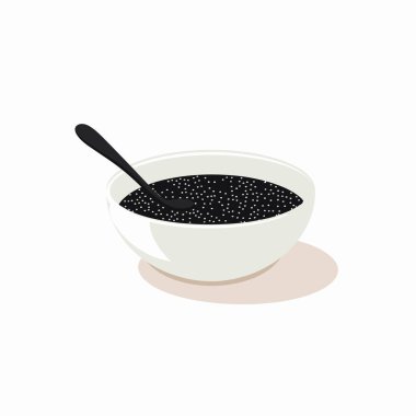 Basit bir kasede parlak siyah havyar ve içinde dinlenen bir kaşık var. Ayar, zarafetin lüks görünümünü arttıran yumuşak bir ışık içeriyor..