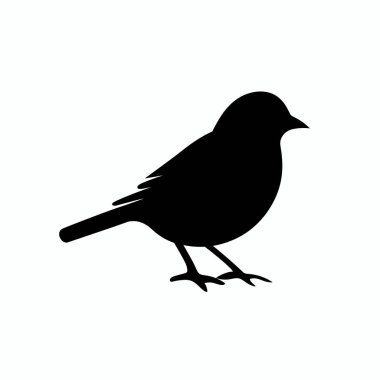 Küçük bir kuş silueti düz bir yüzeyde duruyor, minimalist bir tasarım sergiliyor. Şekil, basitlik ve zarafeti korurken kuşun özelliklerini vurgular..