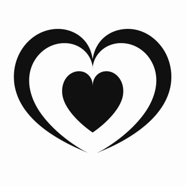 Tasarım, sevgi ve bağlantıyı sembolize eden, daha küçük bir kalbi çevreleyen büyük bir kalbe sahiptir. Siyah renk, sanatsal ve romantik kullanım için uygun, cesur bir dokunuş ekler..