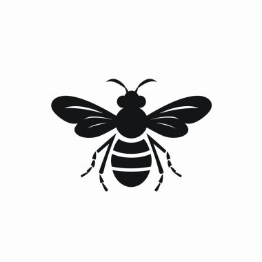 Siyah bir arı silueti, kanatlar, antenler ve bacaklar gibi belirgin özellikler sergiler. Basit tasarım, arıların vücut şeklini ve doğal çizgilerini vurgular, özünü yakalar..