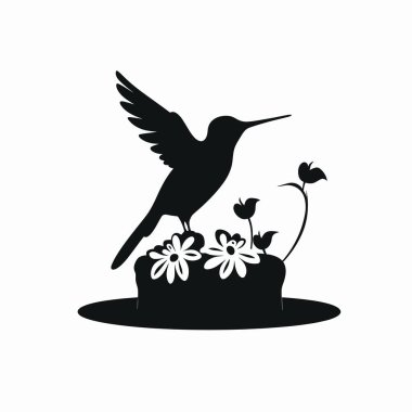 Çiçeklerin üzerinde uçan bir sinekkuşunun çarpıcı silueti. Kuşun kanatları genişçe açılır, nektar ararken zarafetini sergiler..