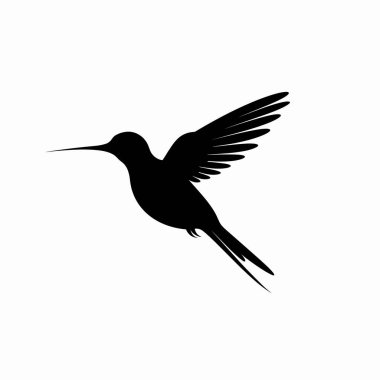 Uçuşun ortasında bir sinekkuşunun hassas bir silueti. Kuşun kanatları geniş, çevikliğini ve zarafetini ön plana çıkarıyor. Minimalist tasarım doğanın güzelliğini vurgular..