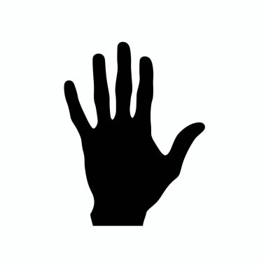 Açık bir elin saf siyah silueti, iletişimi ve hareketi sembolize eden düz bir arkaplana karşı sergilenir. Bu resim bir açıklık ve etkileşim hissini iletir.