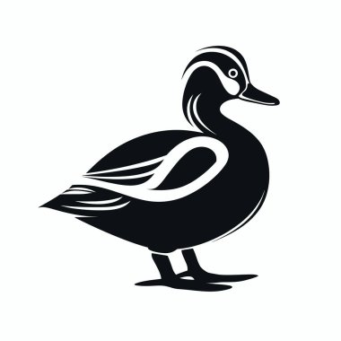 Bu sanat eseri, zarif biçimini ve akış çizgilerini vurgulayan bir ördeğin stilize edilmiş siyah beyaz tasvirini içerir. Tasarım kuşun özünü minimalist bir şekilde yakalıyor..