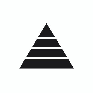 Siyah, katmanlı bir piramit grafiği, iş bağlamında sıklıkla kullanılan hiyerarşik bir yapıyı göstermektedir. Yığılmış birden fazla segmente sahip olup, değişken düzeyleri veya öncelikleri önerir.