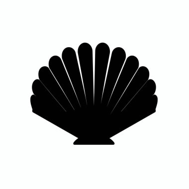 Bir deniz kabuğunun siyah silueti sade bir arka planda, deniz yaratığının zarif şeklini gösteriyor. Bu tasarım ögesi çeşitli sanatsal ve eğitici projeleri geliştirebilir.