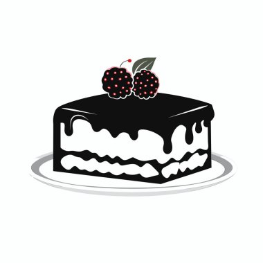 Zengin bir çikolatalı pasta beyaz bir tabakta zarif bir şekilde oturur, parlak koyu bir krema içerir. Taze böğürtlen ve yeşil yaprakla kaplı, lezzetli ve davetkar görünüyor..