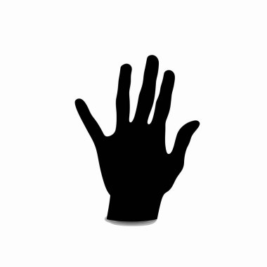 Siyah bir el silueti beyaz bir arkaplana karşı sergilenir ve katıksız bir kontrast yaratır. Bu minimalist tasarım çeşitli sanatsal ve grafik tasarım amaçları için kullanılabilir..