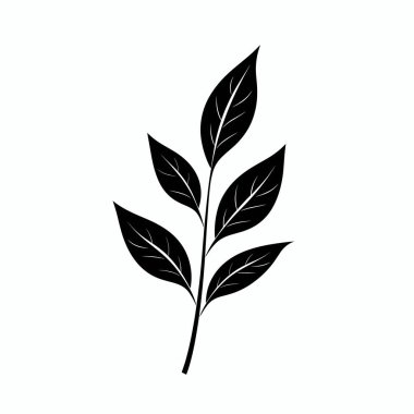 Bir yaprak dalının siyah silueti, arkaplandaki ışığa karşı karışık ven desenli birden fazla yaprak içerir. Tasarım yeşilliğin doğal güzelliğini vurguluyor..