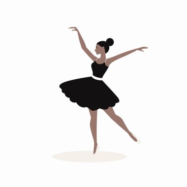 Yetenekli bir balerin, güzel siyah bir elbise içinde zarafet ve disiplin timsali olarak yeteneğini sergiler. Performans seyirciyi cezbediyor, duruşunu ve sanatını vurguluyor..