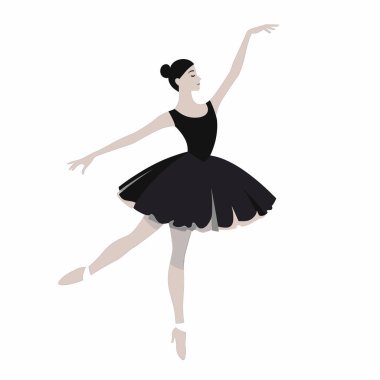 Bir balerin dans yeteneklerini siyah bir etekle sergileyerek zarafet ve gücü iyi tanımlanmış bir pozla gösterir. Dansçı hareketleriyle balenin özünü yakalar..