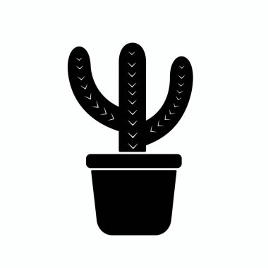 Tenceredeki bir kaktüsün şık siyah silueti minimalist bir arkaplana karşı zarif bir şekilde oturur, kollarının ve yapraklarının eşsiz şeklini gözler önüne serer, dekor veya tasarım için mükemmel bir ilham kaynağı olur..