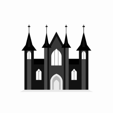 Gotik tarzda bir kalede uzun kuleler ve kemerli pencereler, karmaşık mimari ayrıntılar sergilenir. Yapı tamamen siyah, dramatik ve çarpıcı bir görünüm sağlıyor..