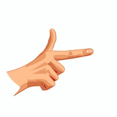 Bir el, işaret parmağı önde olan silaha benzeyen bir hareket yapar. Avuç içi aşağı doğru gevşek bir kavrama ile, oyuncu bir izlenim yaratır.