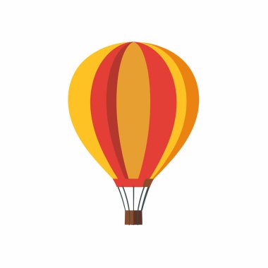 Kırmızı, turuncu ve sarı tonlarıyla canlı bir sıcak hava balonu mavi gökyüzünde zarifçe süzülür. Sakin atmosfer uçmanın ve doğanın güzelliğinin tadını çıkarmak için mükemmeldir..