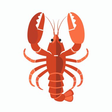 Parlak kırmızı renkleri ve belirgin pençeleri olan bir ıstakozun dijital çizimi. Tasarım, ıstakozun segmentli vücudunu ve ayrıntılı uzantılarını vurguluyor..