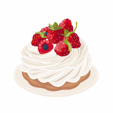 Yumuşak beyaz kremalı, sanatsal olarak hazırlanmış taze çilekler, ahududular ve hafif bir tabanda duran yabanmersinli tatlı. Her durum için mükemmel..