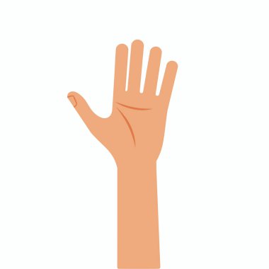 Kaldırılmış bir el, dostça bir selamlama işareti olarak sergilenir. El hafifçe açık, parmakları açık, bu da iletişim için bir davetiye ya da sosyal olarak bağlanma anlamına gelir..