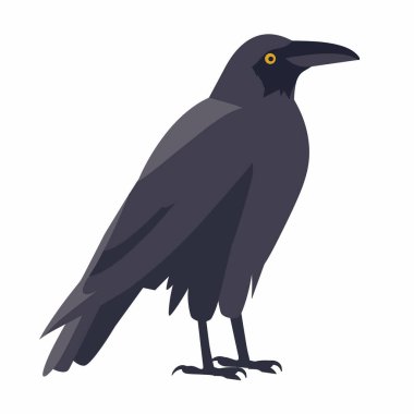 Bir kuzgun, parlak siyah tüyleri ve parlak sarı gözleriyle bir dalın üzerinde duruyor. Parlak gün ışığı kuşun keskin özelliklerini ve doğal ortamında zarif duruşunu vurgular..