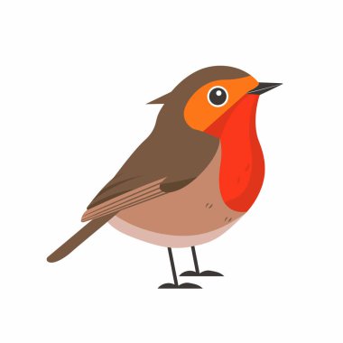 Küçük, renkli bir kuş dikey duruyor, kendine özgü turuncu ve kahverengi tüylerini sergiliyor. Parlak gözleri merakı yansıtıyor, neşeli ve canlı bir atmosfer yaratıyor..