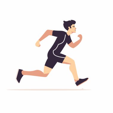 Genç bir adam yoğun bir şekilde öne doğru koşuyor. Uygun bir atletizm kıyafeti giymiş olarak, hız ve kararlılık gösteriyor, odaklandığını ve zindeliğe bağlılığını vurguluyor..