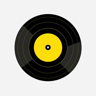 Parlak sarı merkezli klasik bir siyah vinil plak dairesel yivlerini sergiliyor. Tasarım, müziğin önceki yıllardaki nostaljik cazibesini vurguluyor..