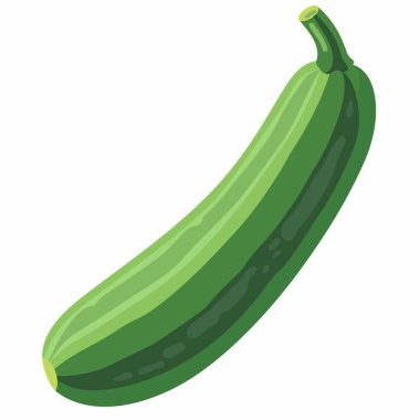 Taze toplanmış yeşil bir kabak, temiz beyaz bir arkaplanda duruyor. Pürüzsüz, parlak teni sebzenin canlı rengini ve sağlıklı görünümünü ön plana çıkarıyor..