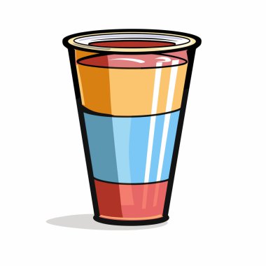 Çeşitli içeceklerden oluşan parlak katmanlar temiz bir fincanda görsel olarak çekici bir sunum oluşturur. Bu şık içecek sergileniyor. Keyifli bir ortam yaratıyor..