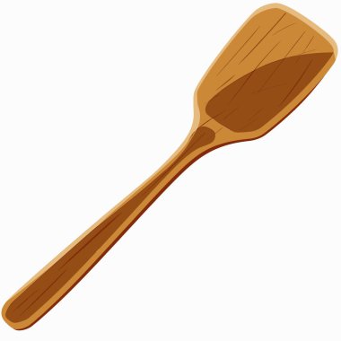 Ahşap bir spatula, çeşitli yemek pişirme faaliyetleri sırasında karıştırmak, çevirmek ve yemek servis etmek için ideal, pürüzsüz ve uzun sapını sergileyen bir yüzeye dayanır..