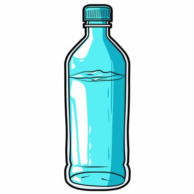 Bu berrak plastik su şişesi dik duruyor ve içindekileri gösteriyor. Şişenin vida kapağı var ve hafifçe yansıtıcı gibi görünüyor. İçindeki suyun berraklığını vurguluyor..