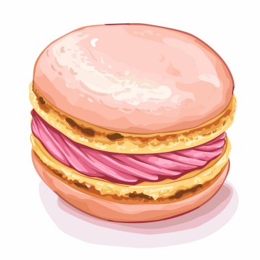 Pürüzsüz, parlak bir dış görünüşü olan ve zengin, meyvemsi dolguyla dolu güzel işlenmiş pembe bir badem kurabiyesine odaklanıyorum. Bu gurme ziyafeti tatlı aşıkları için mükemmel..