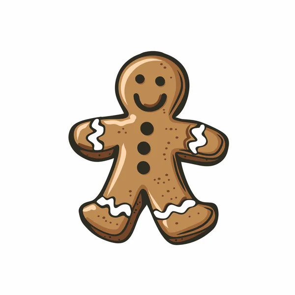 Tatlı zencefilli kurabiye, gülümseyen bir yüz ve buzlu detaylar, basit bir arkaplanda göze çarpıyor. Sıcak bir tatil havası ve neşeli bir tezahürat uyandırıyor..