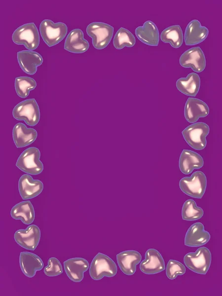 Frame Pink Hearts Purple Background Valentine Concept Copy Space — Stock Photo, Image