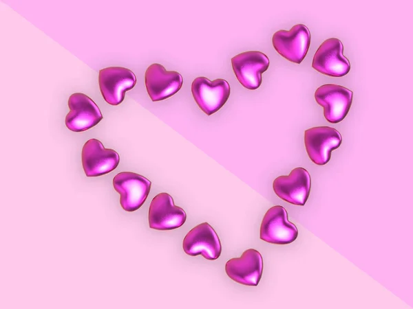 Pembe Kalpler Pembe Arka Planda Valentine Kopyalama Alanı Kavramı — Stok fotoğraf